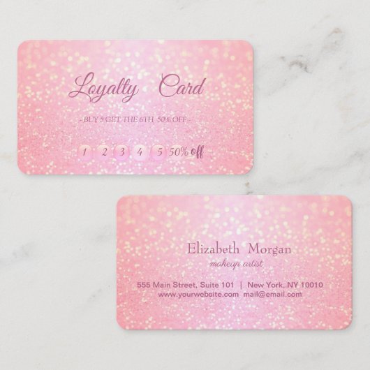 Moderne professionele Glitter Makeup Loyalty Kaart (Voorkant / Achterkant)