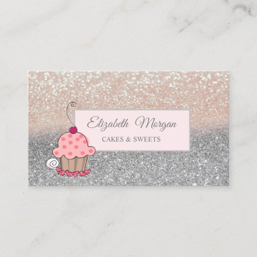 Moderne Professionele Glitters, Lijst, Cupcake Visitekaartje (Voorkant)