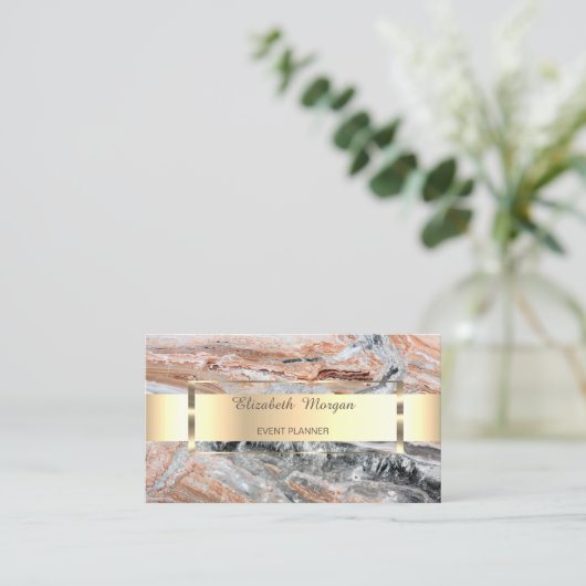 Moderne, professionele gouden band met marmer visitekaartje (Staand voorkant)