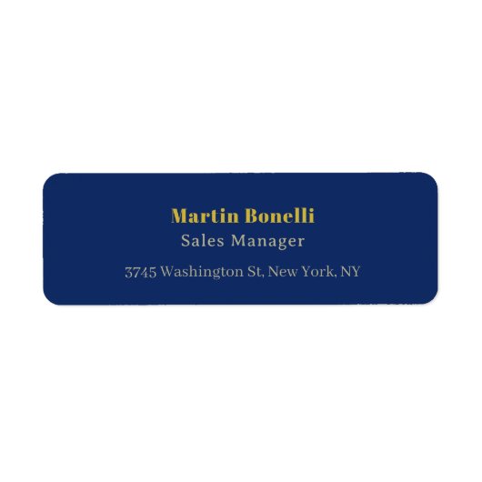 Moderne professionele gouden & blauwe kleur serif etiket (Voorkant)