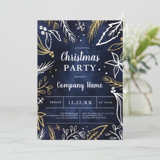 Moderne professionele gouden kerstfeestdag kaart (Staand voorkant)