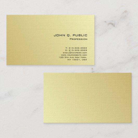 Moderne professionele gouden look premium linnen l visitekaartje (Voorkant / Achterkant)