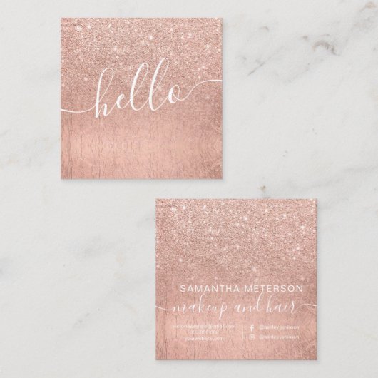 Moderne professionele gouden rozen hallo vierkante visitekaartje (Voorkant / Achterkant)