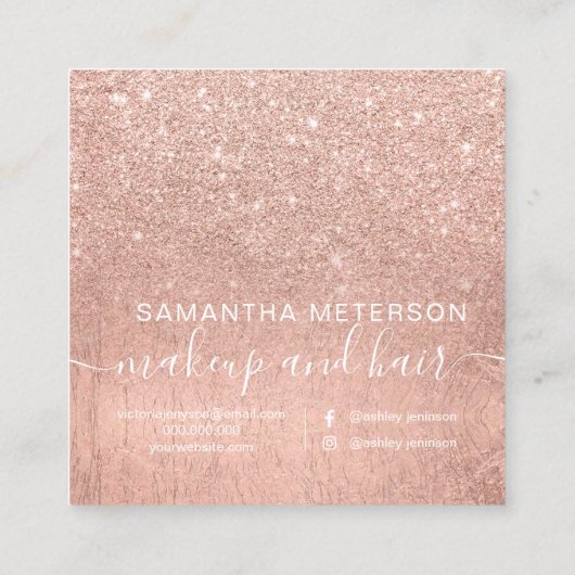 Moderne professionele gouden rozen hallo vierkante visitekaartje (Achterkant)