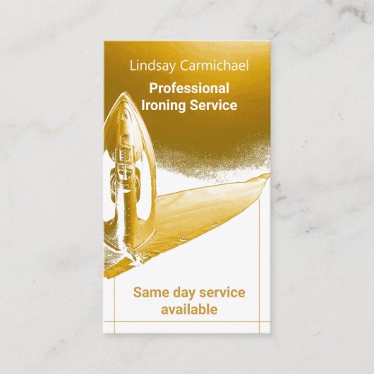 Moderne professionele gouden strijkservice visitekaartje (Voorkant)