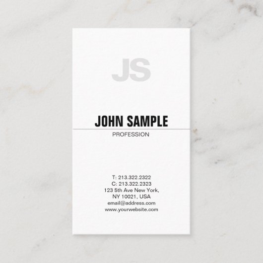 Moderne, professionele grafische monogram Eenvoudi Visitekaartje (Voorkant)