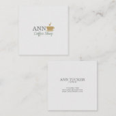 Moderne, professionele, grijze koffiewinkel, vierk vierkante visitekaartje (Voorkant / Achterkant)