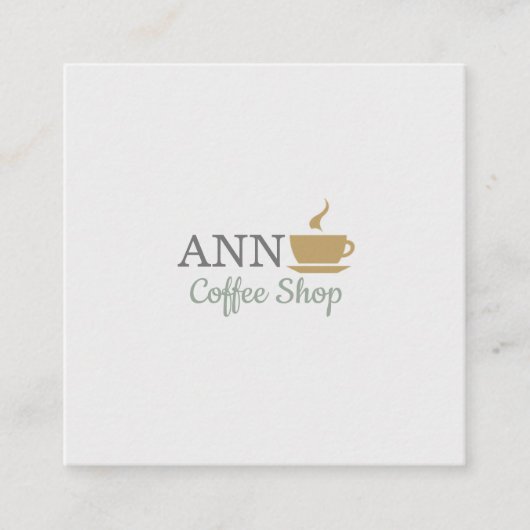 Moderne, professionele, grijze koffiewinkel, vierk vierkante visitekaartje (Voorkant)