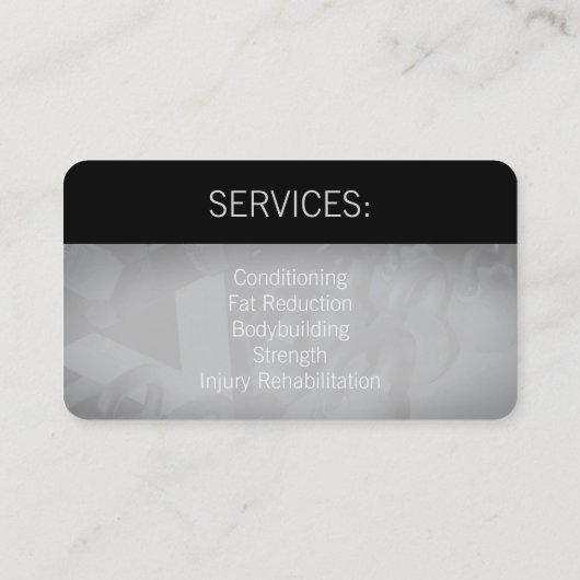 Moderne professionele gymnastiek zwart visitekaartje (Achterkant)