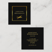 Moderne professionele haarstylist voor zwart en go vierkante visitekaartje (Voorkant / Achterkant)