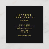 Moderne professionele haarstylist voor zwart en go vierkante visitekaartje (Achterkant)