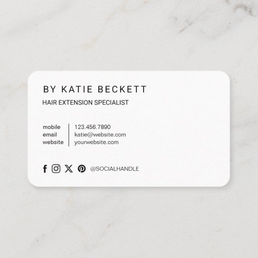 Moderne professionele haaruitbreiding zakelijke fo visitekaartje (Achterkant)