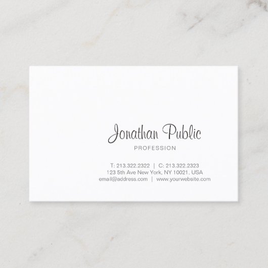 Moderne professionele handgeschreven script legant visitekaartje (Voorkant)