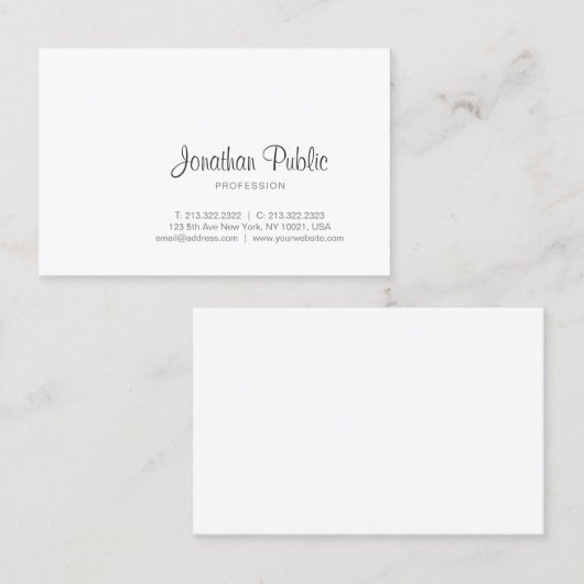 Moderne professionele handgeschreven script legant visitekaartje (Voorkant / Achterkant)