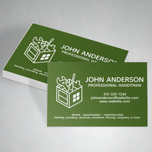 Moderne Professionele Handyman Services Groen Visitekaartje