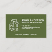 Moderne Professionele Handyman Services Groen Visitekaartje (Voorkant)