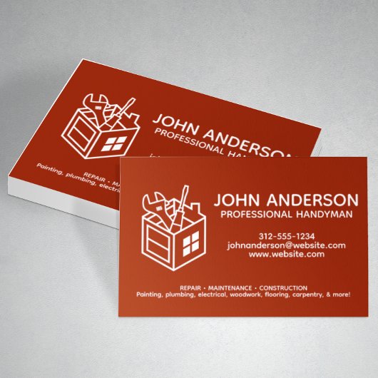Moderne Professionele Handyman Services Rood Visitekaartje