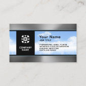 Moderne professionele hemel metallic drone visitekaartje (Voorkant)