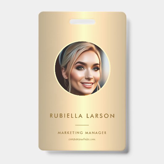 Moderne professionele identiteitsfoto van werkneme badge (Voorzijde)