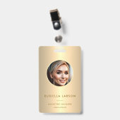 Moderne professionele identiteitsfoto van werkneme badge (Voorzijde met clip)