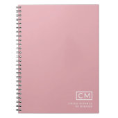 Moderne Professionele Initiaal Roze Monogram Notitieboek (Voorkant)