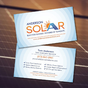 Moderne professionele installatie van zonnepanelen visitekaartje