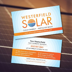 Moderne professionele installatie van zonnepanelen visitekaartje