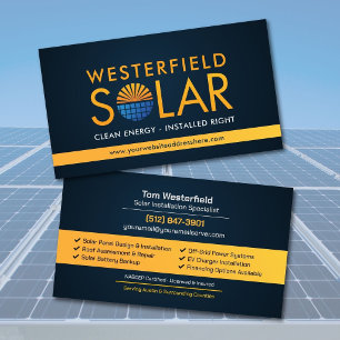 Moderne professionele installatie van zonnepanelen visitekaartje