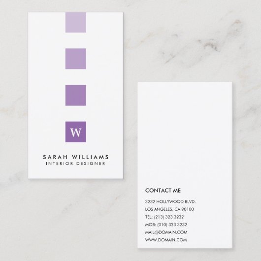 Moderne Professionele Interieurontwerper Monogram Visitekaartje (Voorkant / Achterkant)