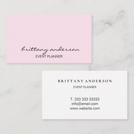 Moderne professionele kalligrafie Blush Pink Visitekaartje (Voorkant / Achterkant)
