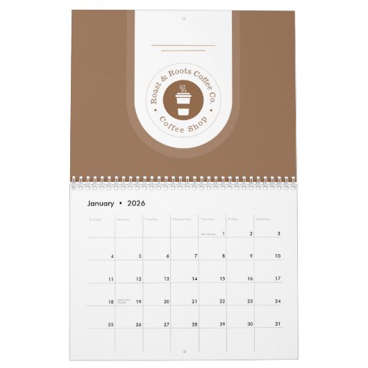 Moderne professionele koffie kalender (Jan 2026)