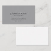 Moderne professionele legant grijze minimalistisch visitekaartje (Voorkant / Achterkant)