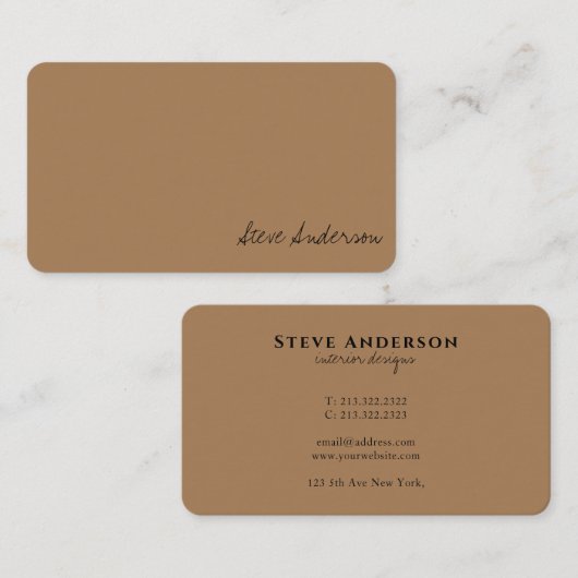 Moderne, professionele lichte, bruine handtekening visitekaartje (Voorkant / Achterkant)