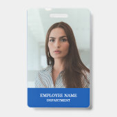 Moderne professionele Logo Blue Employee Foto Badge (Voorzijde)
