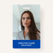 Moderne professionele Logo Blue Employee Foto Badge (Voorkant)