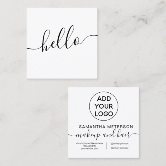 Moderne professionele logo hallo zwart vierkante visitekaartje (Voorkant / Achterkant)