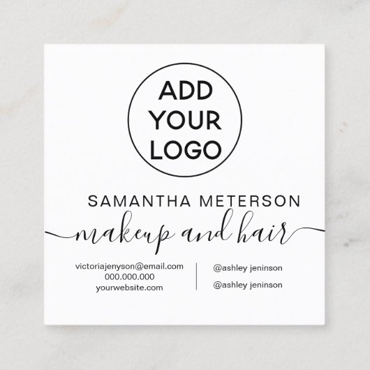 Moderne professionele logo hallo zwart vierkante visitekaartje (Achterkant)