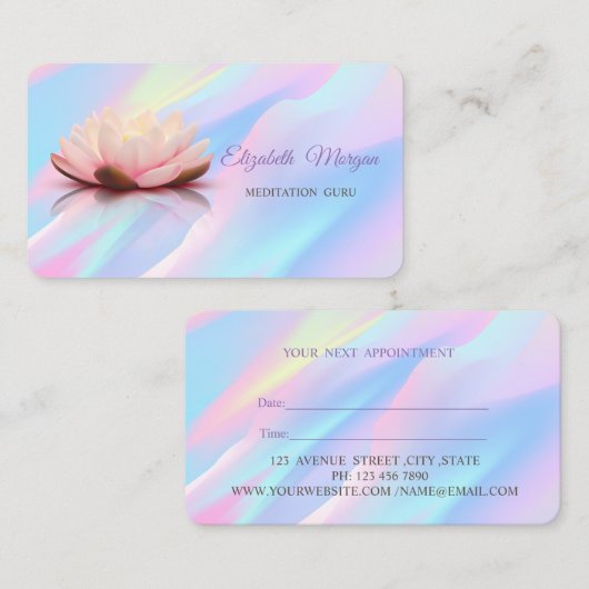 Moderne professionele Lotus Holographic Appointmen Afsprakenkaartje (Voorkant / Achterkant)