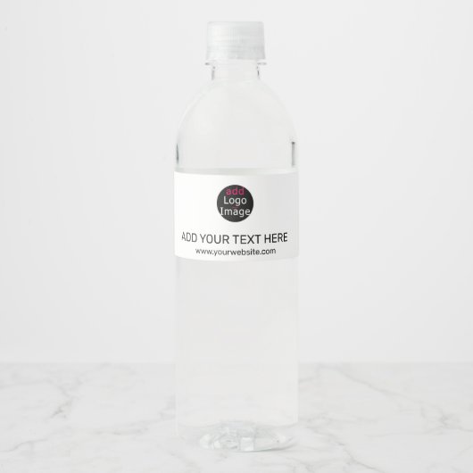 Moderne professionele maatwerk zakelijke chic wit waterfles etiket (Voorkant)