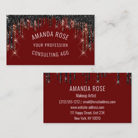 Moderne professionele make-up artiest haar bordeau visitekaartje (Voorkant / Achterkant)
