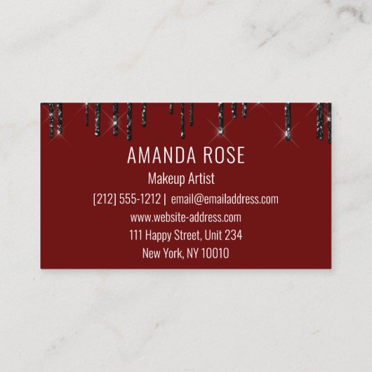 Moderne professionele make-up artiest haar bordeau visitekaartje (Achterkant)