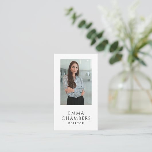 Moderne professionele makelaar foto minimalist visitekaartje (Staand voorkant)