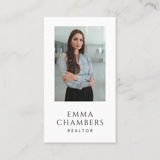 Moderne professionele makelaar foto minimalist visitekaartje (Voorkant)