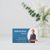 Moderne Professionele Makelaar Vastgoed Blauwe Fot Visitekaartje (Staand voorkant)