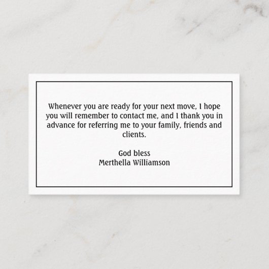 Moderne professionele makelaar visitekaartje (Achterkant)