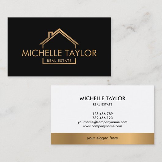 Moderne professionele Manuscript in onroerend goed Visitekaartje (Voorkant / Achterkant)