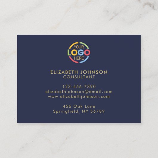 Moderne Professionele Marine Blauw Goud Eenvoudige Afsprakenkaartje (Achterkant)