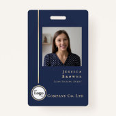 Moderne Professionele Marine Gouden Foto Logo QR c Badge (Voorkant)