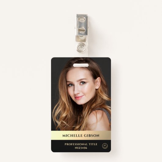 Moderne professionele marketing Elegant Zwart Goud Badge (Voorkant met clip)