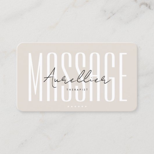 Moderne professionele massagetherapeut zand visitekaartje (Voorkant)